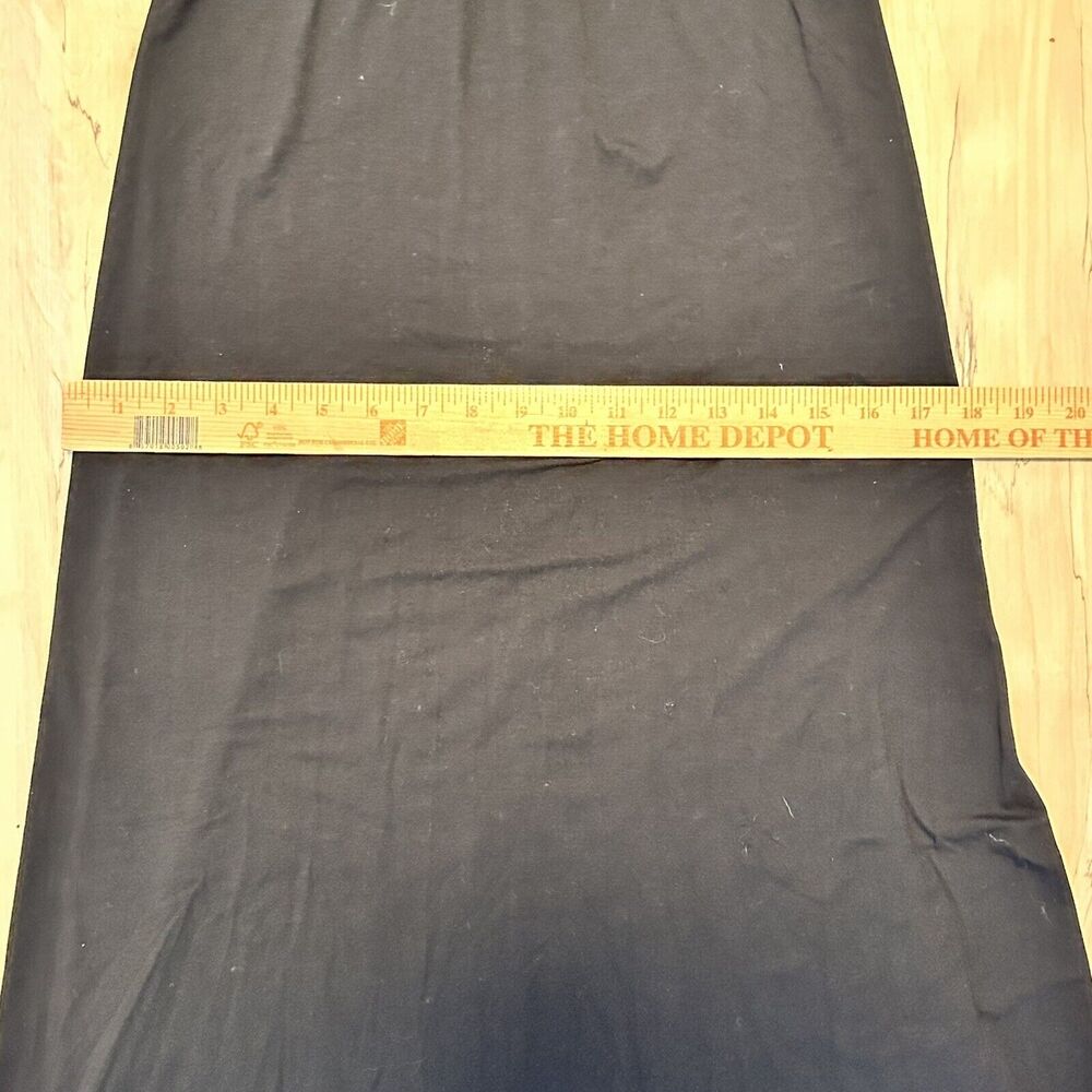 David Lerner New York Black Maxi Dress Double Strap Slit V-Neck Large Made USA - Picture 8 of 9